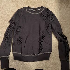 NSF XS Grey Distressed Sweatshirt